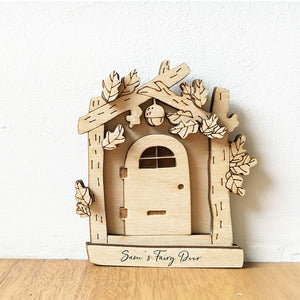 Personalised Wooden Fairy Door with Acorn Design