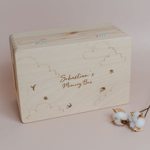 Personalised Birds & Clouds Memory Box